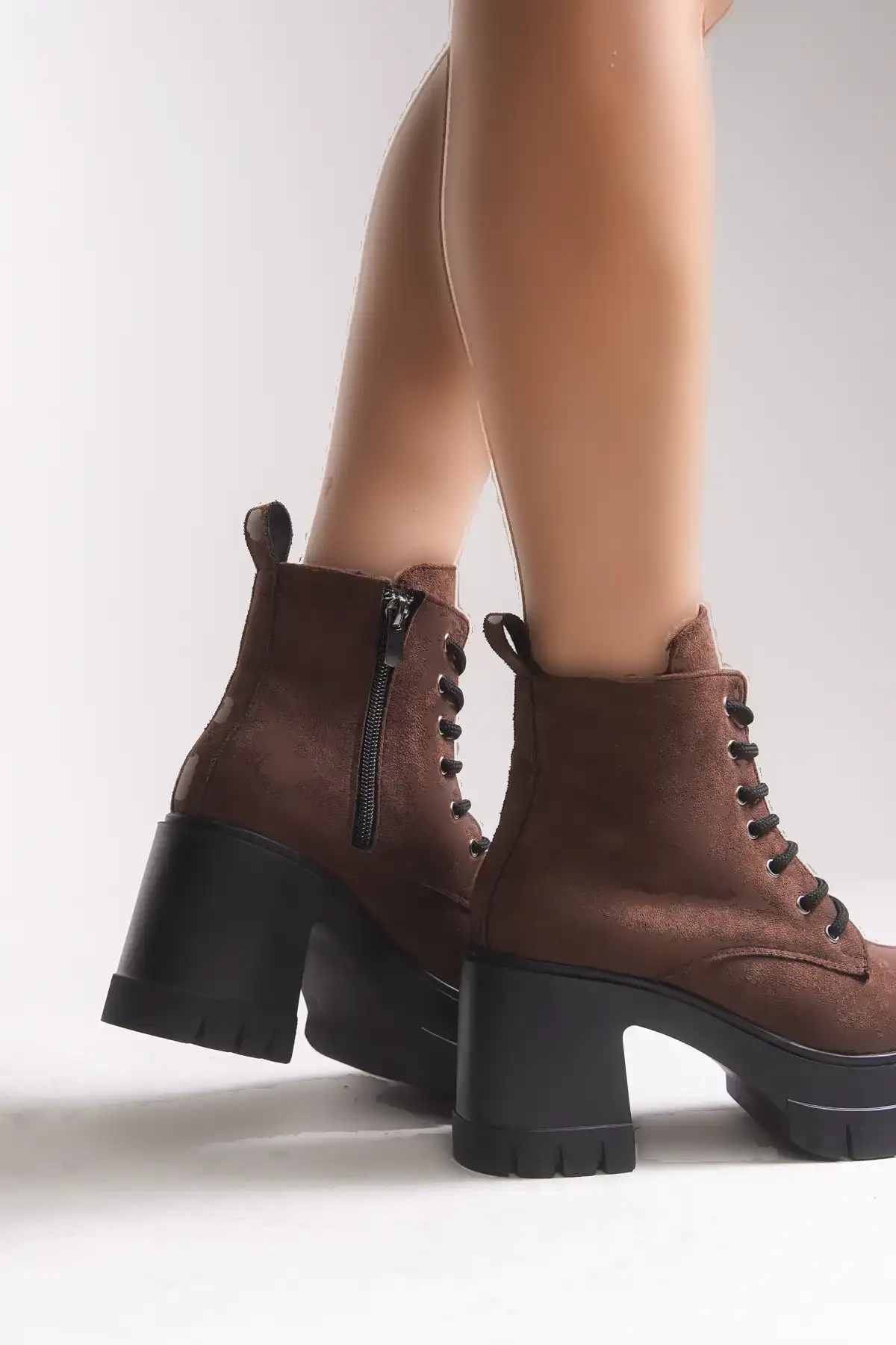 بوت و نیم‌ بوت زنانه نانر پاشنه‌دار 0012504 قهه‌ای سئدی برند Riccon - 7760