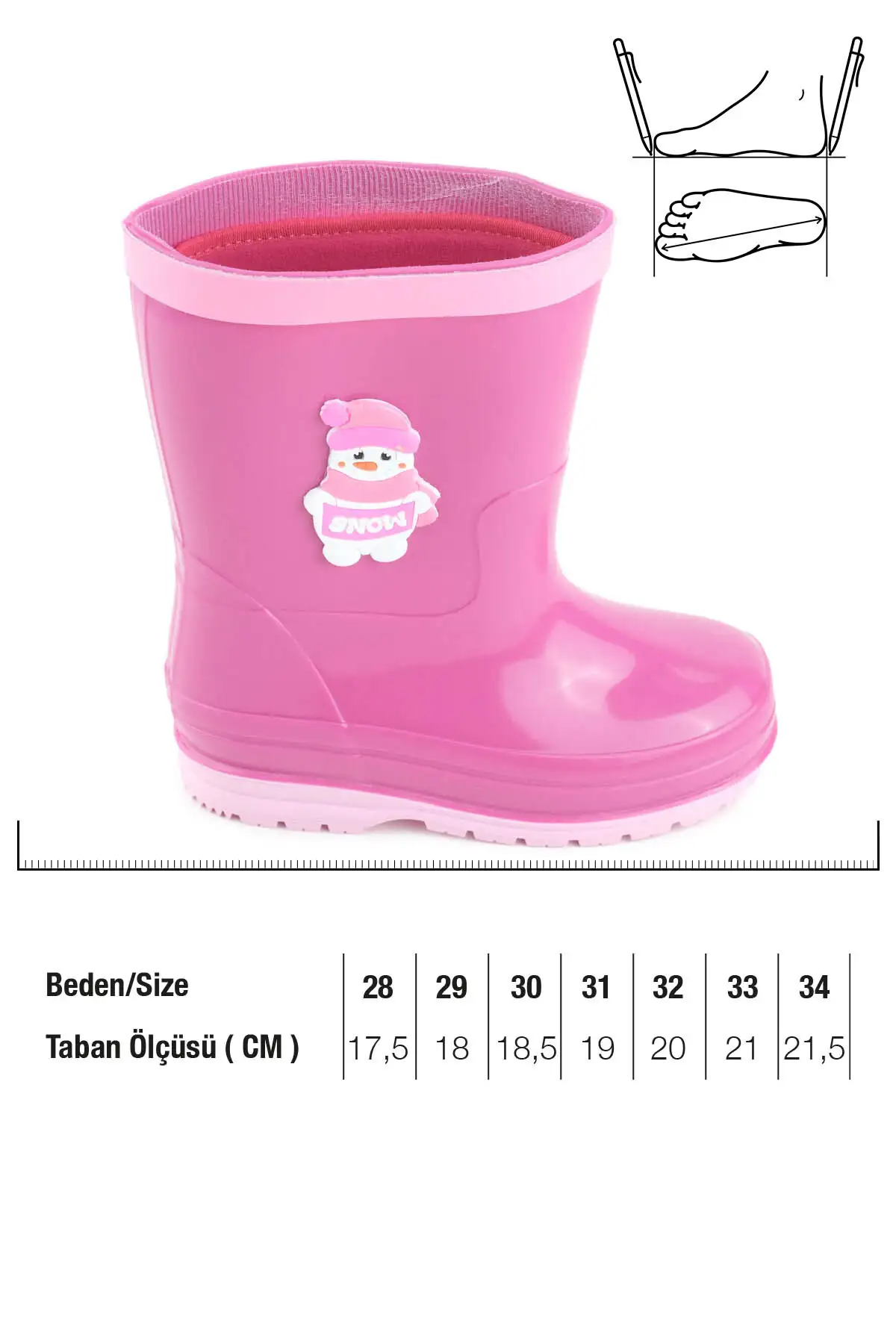 بوت بچگانه چکمه بارانی کودکانه با آستری قابل تعویض و ضد آب برای زمستان برند Gezer - 7617