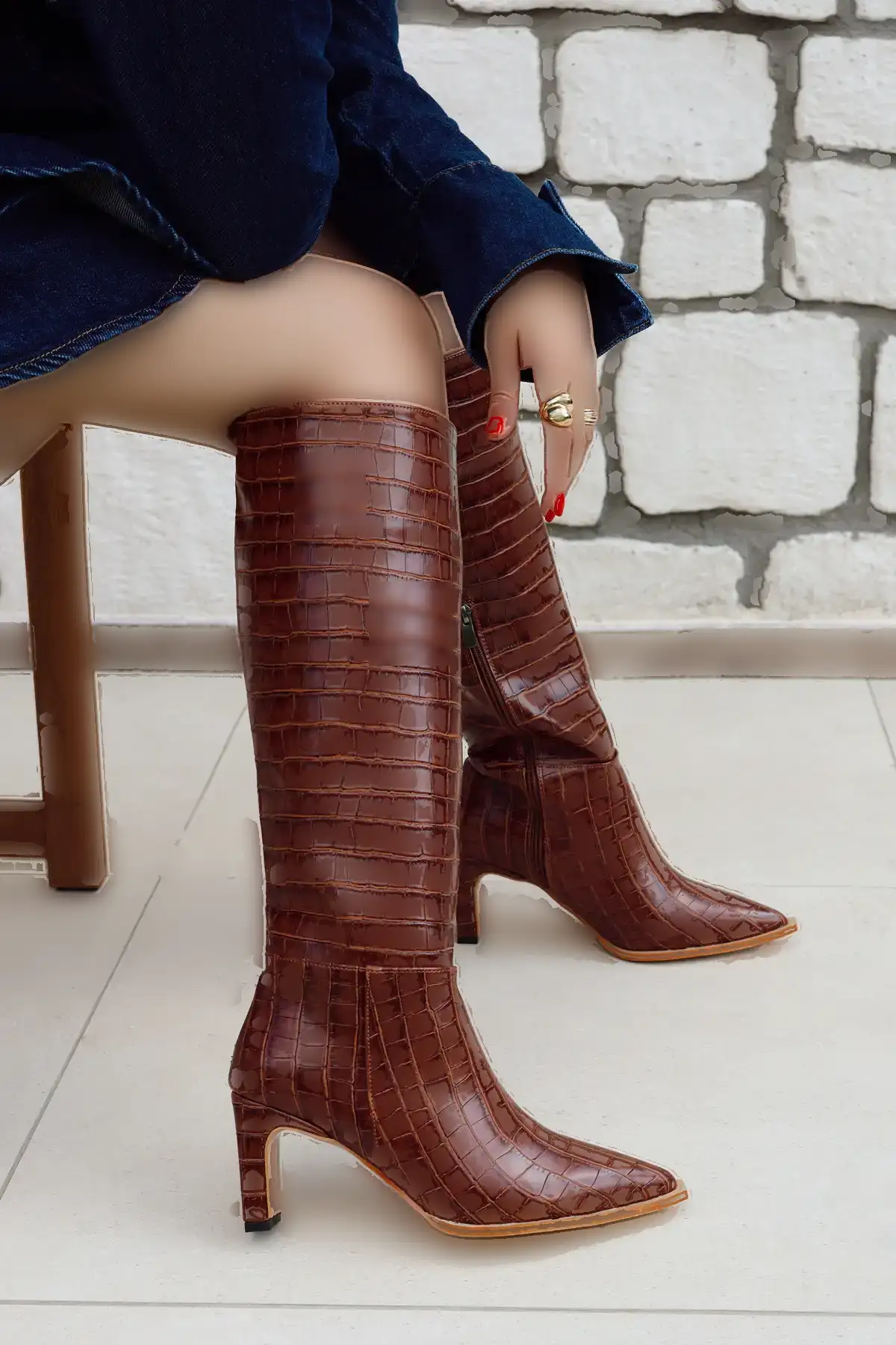 بوت و نیم بوت زنانه چکمه  مدل مات با پاشنه بلند، زانیی، نک تیز  زیپ دار برند POLKA STORE - 8136 بوت و نیم بوت زنانه چکمه مدل مات با پاشنه بلند، زانیی، نک تیز زیپ دار برند POLKA STORE - 8136