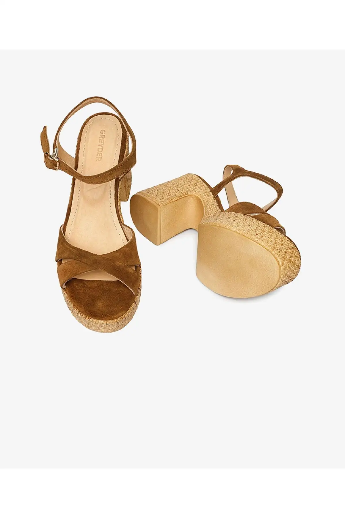 کفش صندل زنانه پاشنه‌دار از چرم طبیعی سوئدی برند Greyder - 8275