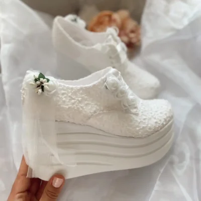 کفش پاشنه‌ بلند زنانه عروسی راحت با پاشنه مدل Esl02 برند ESLEM AYAKKABI - 7989