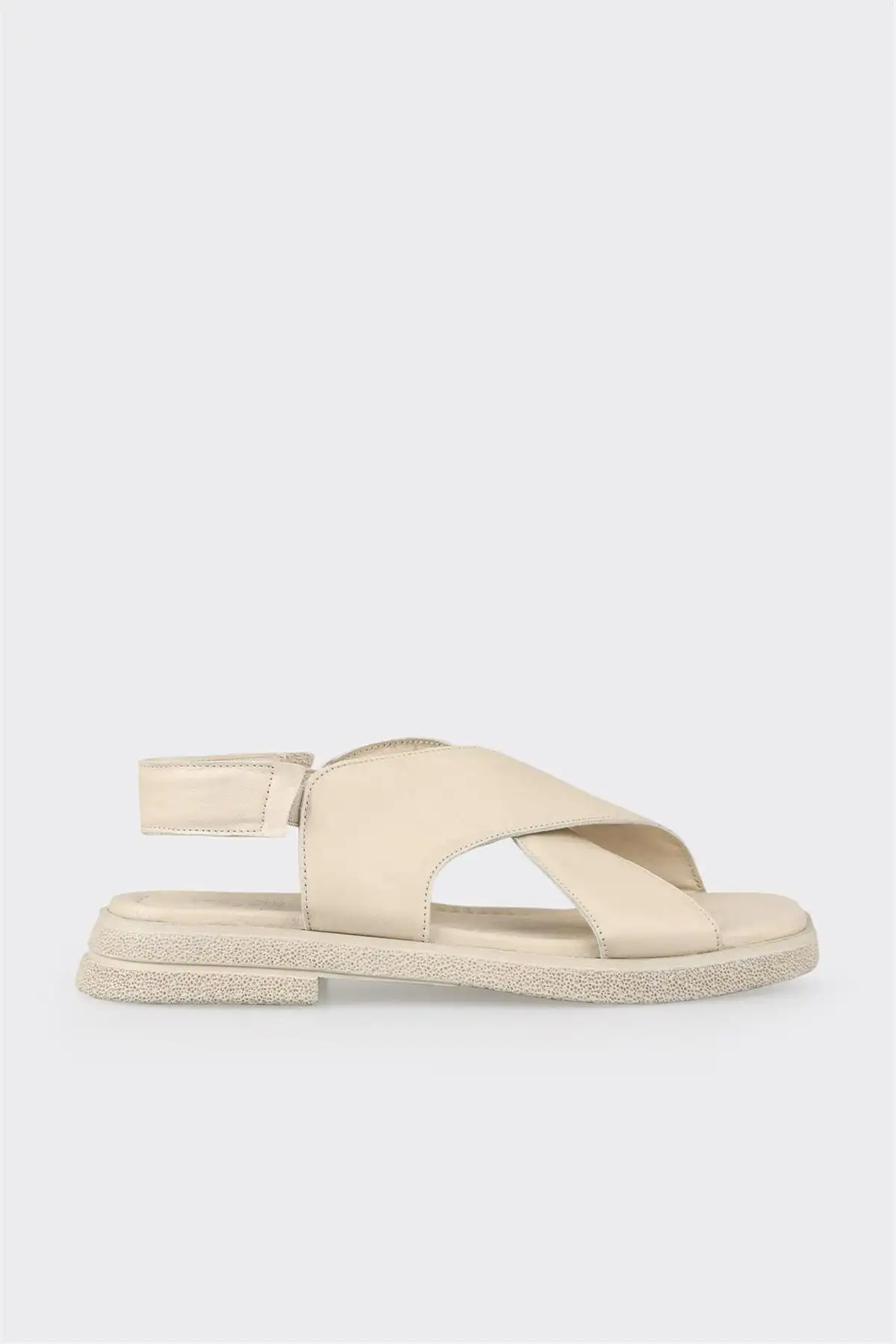 کفش صندل زنانه تخت چرم اکرو برند Elle - 8262