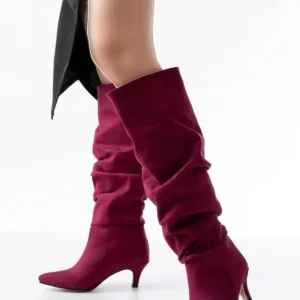 بوت و نیم‌ بوت زنانه چکمه رزمره پست نازک با پاشنه نازک SR-2001 در رنگ bordo برند surkent - 8104