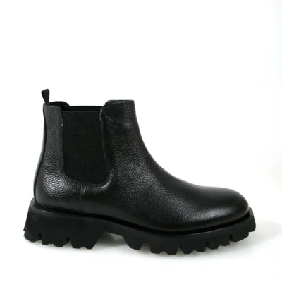 بوت مردانه چکمه چرم طبیعی مشکی برند GERARDO AYAKKABI - 7583