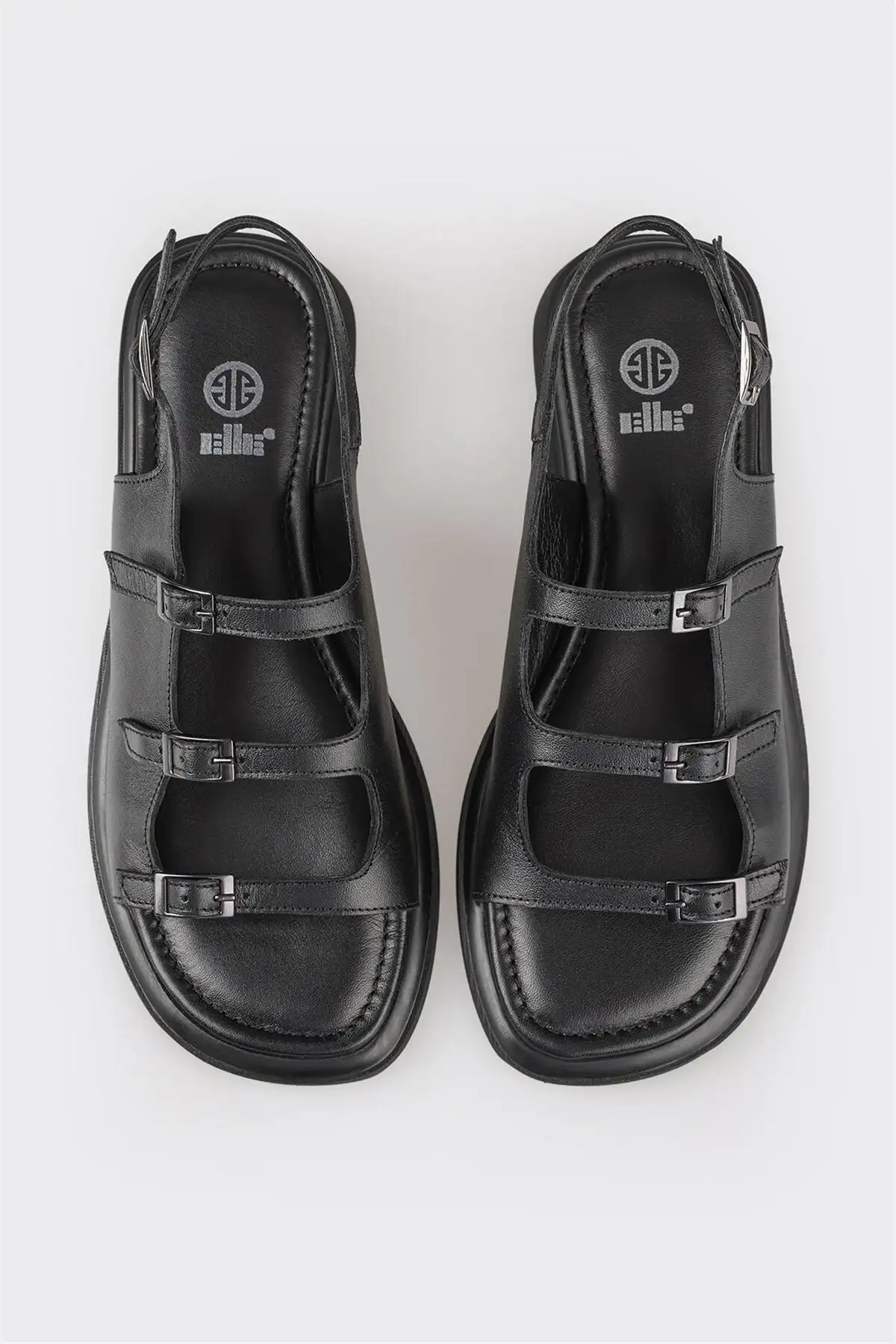 کفش صندل زنانه   مشکی چرمی تخت برند Elle - 8254 کفش صندل زنانه مشکی چرمی تخت برند Elle - 8254