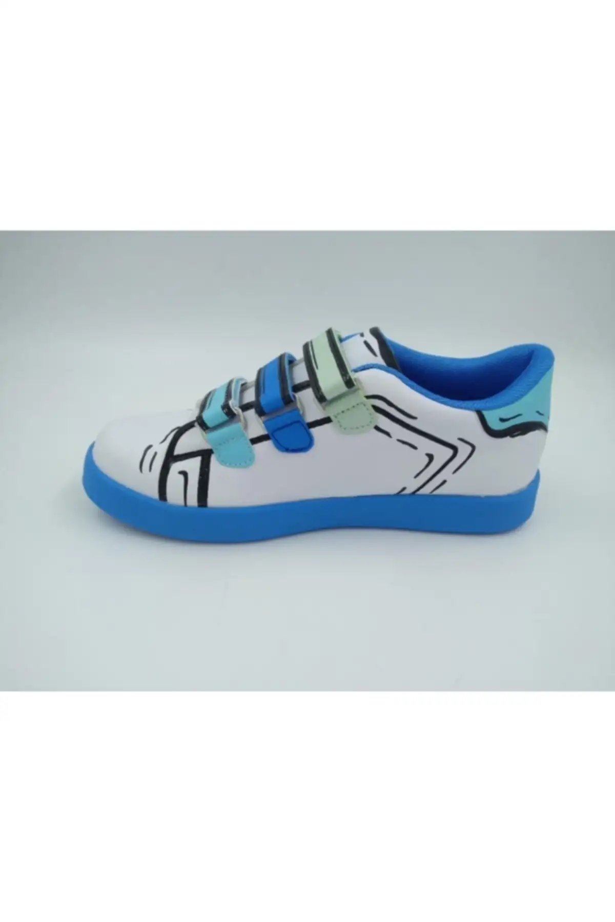 کفش پسرانه ورزشی نقره‌ای آبی و سفیدی پیکاسو برند Vicco - 8294