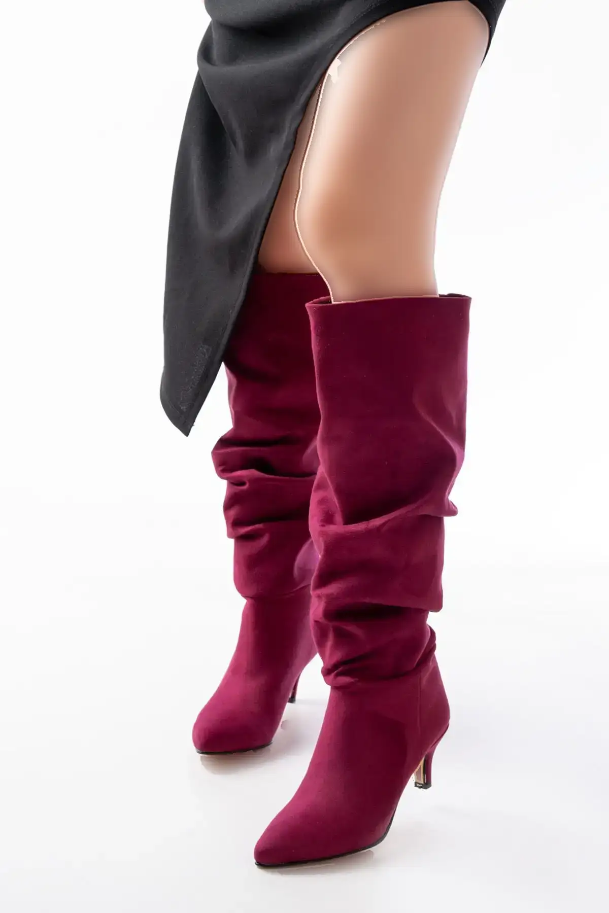 بوت و نیم بوت زنانه چکمه رزمره پست نازک با پاشنه نازک SR-2001 در رنگ bordo برند surkent - 8104 بوت و نیم بوت زنانه چکمه رزمره پست نازک با پاشنه نازک SR-2001 در رنگ bordo برند surkent - 8104