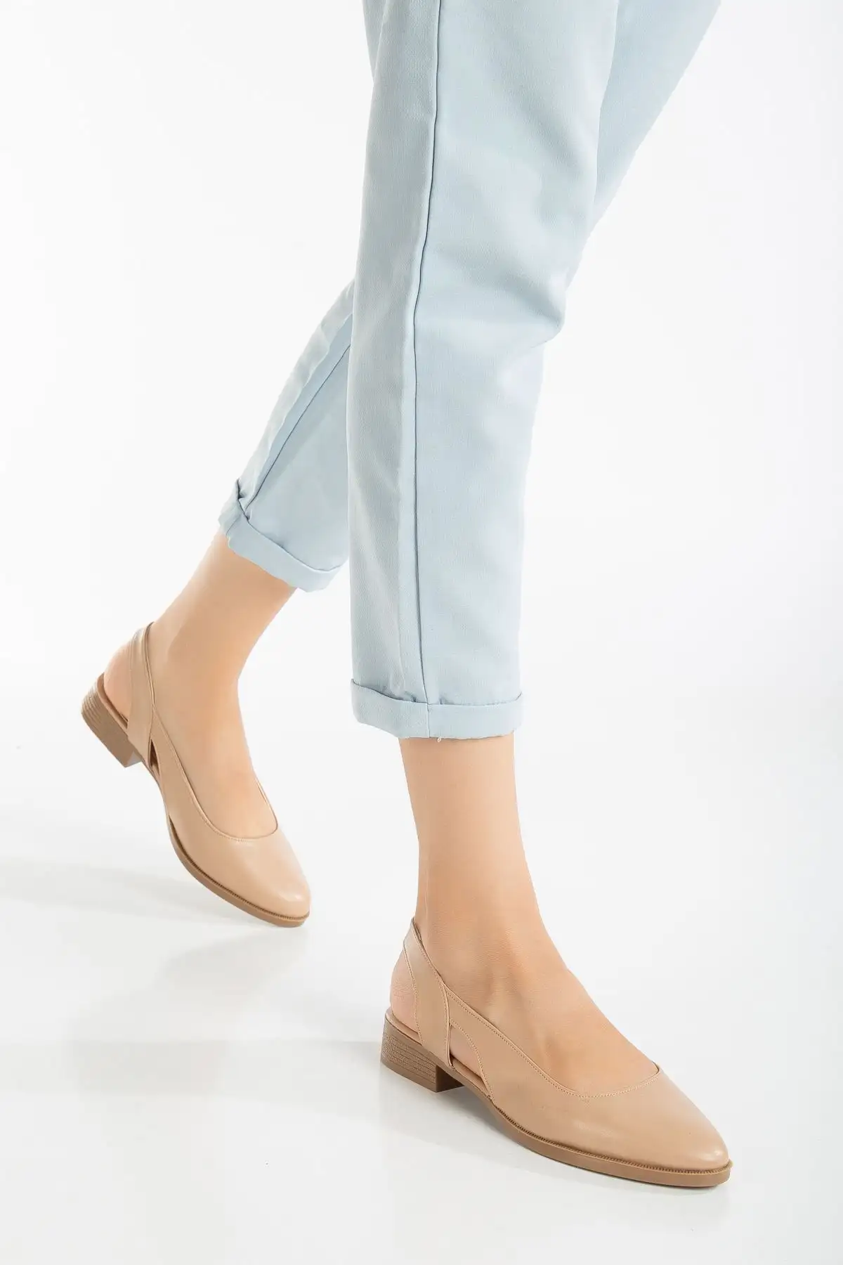 کفش تخت زنانه پاشنه کوتاه پوست صورت برند MaskButik - 8313