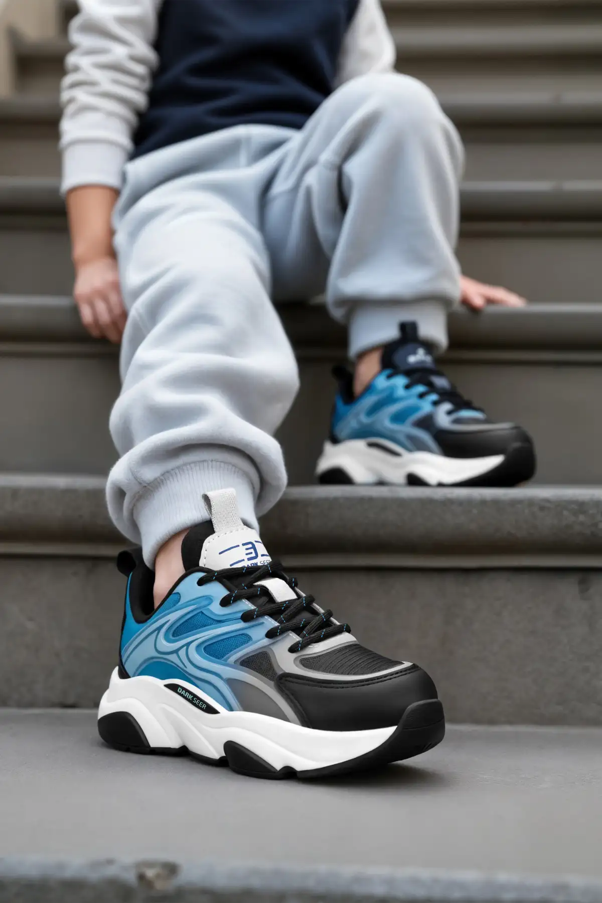 کفش بچگانه اسنیکر کودکان DS STORM مشکی آبی برند Dark Seer - 7921