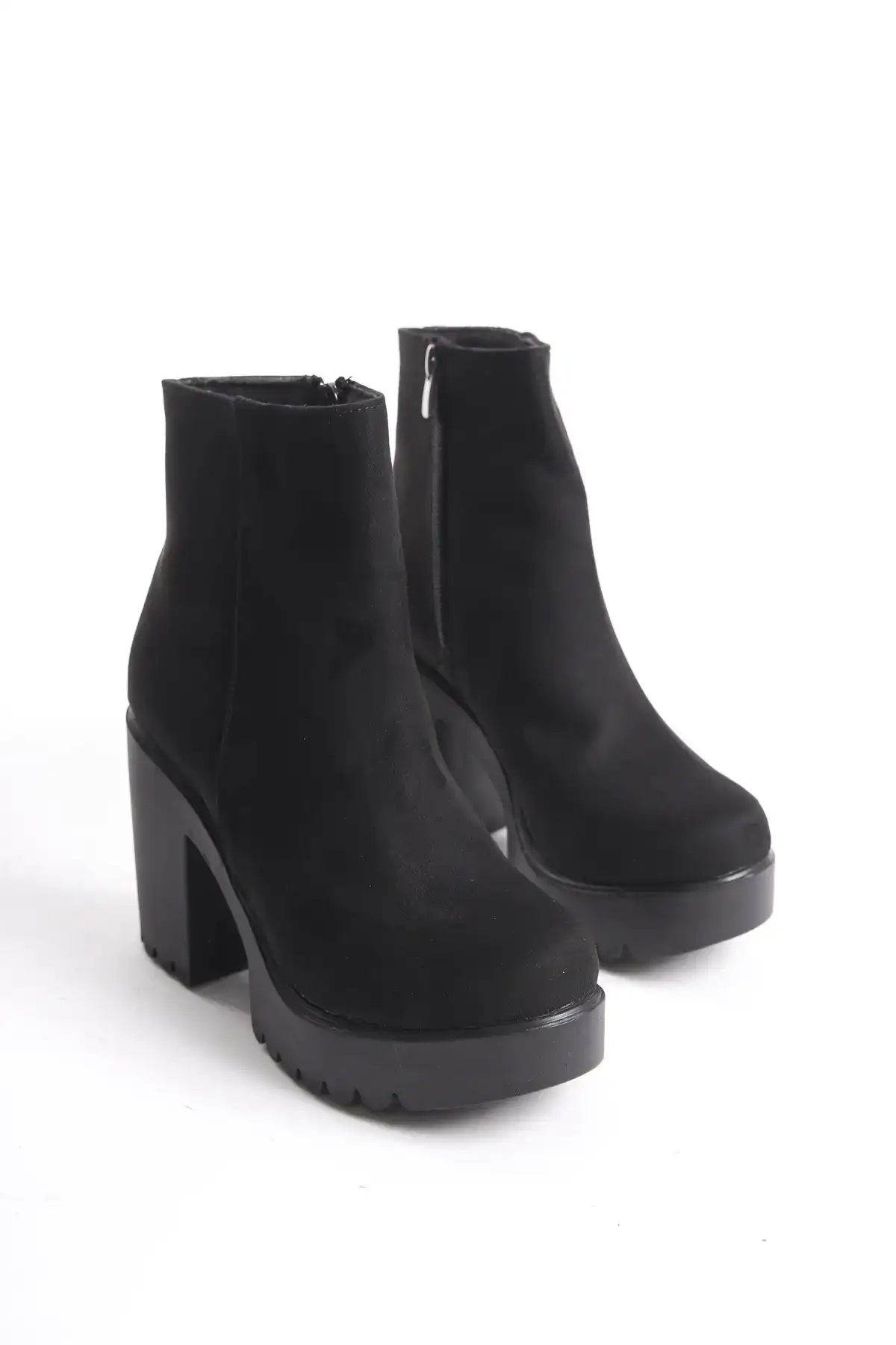 بوت و نیم بوت زنانه  پلتفرم پاشنهدار سئد مشکی دخترانه برند salto ayakkabı - 7776 بوت و نیم بوت زنانه پلتفرم پاشنهدار سئد مشکی دخترانه برند salto ayakkabı - 7776