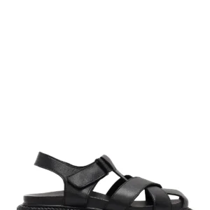 کفش صندل زنانه مجلسی با بندهای سیاه و کفی ضخیم از چرم طبیعی 25SFD300918 برند Derimod - 8242