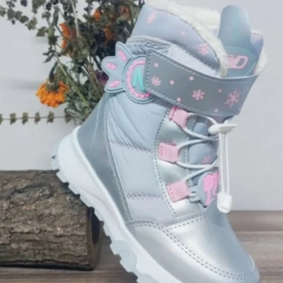 بوت بچگانه پشمی صورتی دخترانه با طراحی یخی برند McDark - 7623