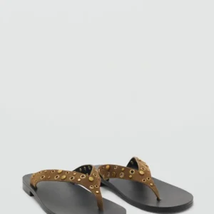 کفش صندل زنانه سندل مخملی بند دار با سوراخ برند MANGO - 8260