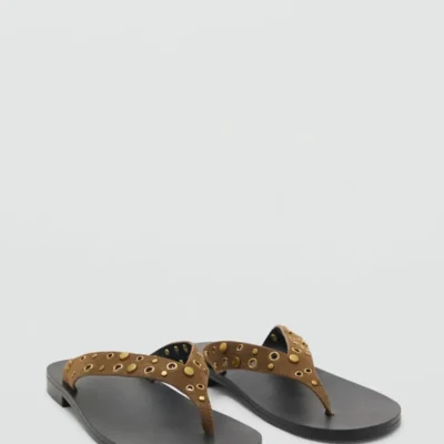 کفش صندل زنانه سندل مخملی بند دار با سوراخ برند MANGO - 8260