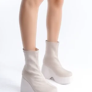 بوت و نیم‌ بوت زنانه پلتفرم کیت مدل استرچ رنگ بژ برند SEEM & BE - 7815