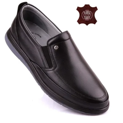 کفش سایز بزرگ مردانه روزمره از پوست طبیعی، تمام اورتوپدیک با کفی ژل راحتی برند DETECTOR - 7881