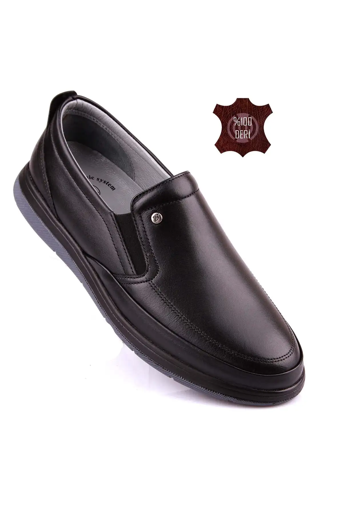 کفش سایز بزرگ مردانه روزمره از پوست طبیعی، تمام اورتوپدیک با کفی ژل راحتی برند DETECTOR - 7881