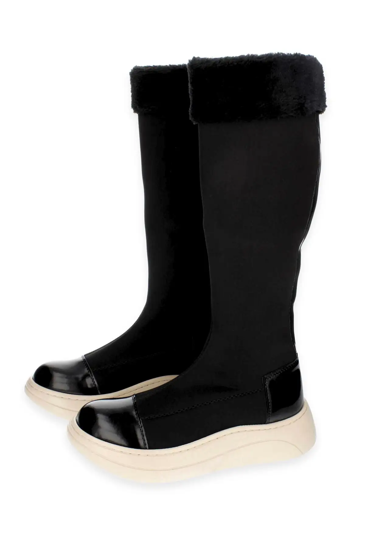 بوت و نیم بوت زنانه چکمههای رزشی  با زیره ضخیم  جزئیات خز سیاه تا بالای زان برند CZ London - 8129 بوت و نیم بوت زنانه چکمههای رزشی با زیره ضخیم جزئیات خز سیاه تا بالای زان برند CZ London - 8129