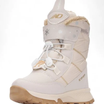 بوت بچگانه چکمه های برفی بچه گانه با عایق ضد آب و پشم و بند چسبی برای فصل زمستان برند QUNDIR - 8383