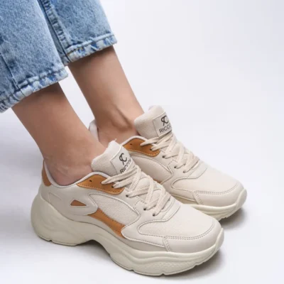 کفش کتانی زنانه 0012152 کرم قهوه‌ای برند Riccon - 8434