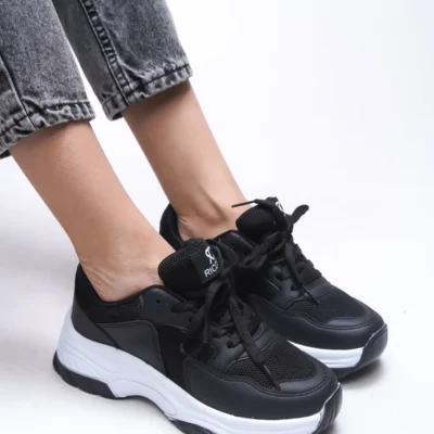 کفش کتانی زنانه ورزشی مشکی و سفید 0012140 برند Riccon - 8442