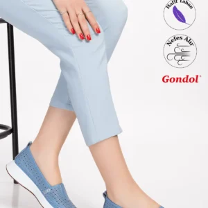 کفش زنانه تابستانی راحت از چرم طبیعی کلا.14 - آبی - شماره 37 برند Gondol - 8509