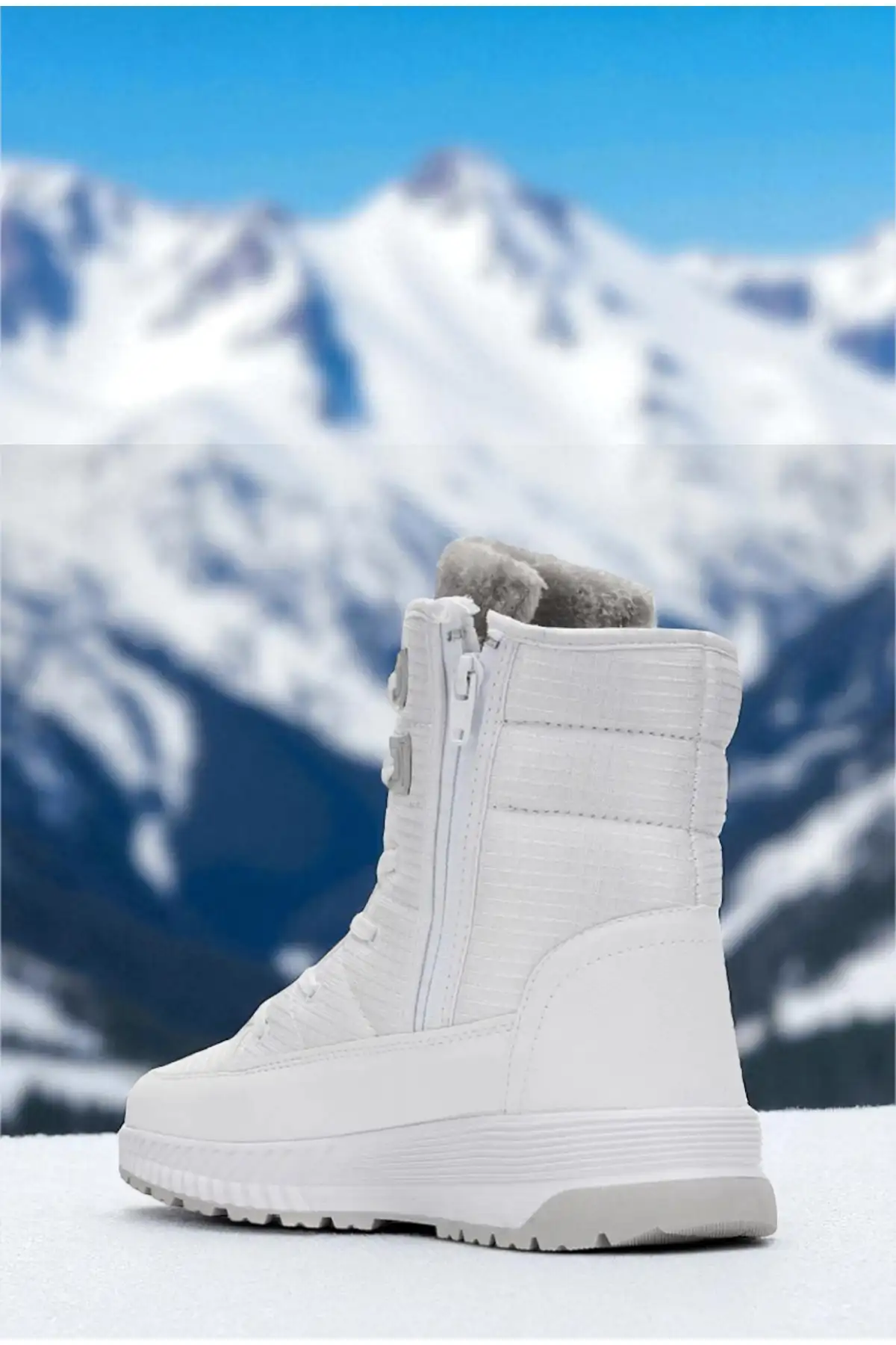 بوت بچگانه کفش زمستانی کمربنددار آناتومیک با خز، مخصوص خانمها و دختران - سفید (یک پاپوش زمستانی به عنوان هدیه) برند ALTUNTAŞ - 8397 بوت بچگانه کفش زمستانی کمربنددار آناتومیک با خز، مخصوص خانمها و دختران - سفید (یک پاپوش زمستانی به عنوان هدیه) برند ALTUNTAŞ - 8397