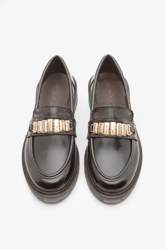 کفش لوفر زنانه روزمره مدل با قفل، رنگ قهوهای ویلیوم برند Marjin - 8564 کفش لوفر زنانه روزمره مدل با قفل، رنگ قهوهای ویلیوم برند Marjin - 8564