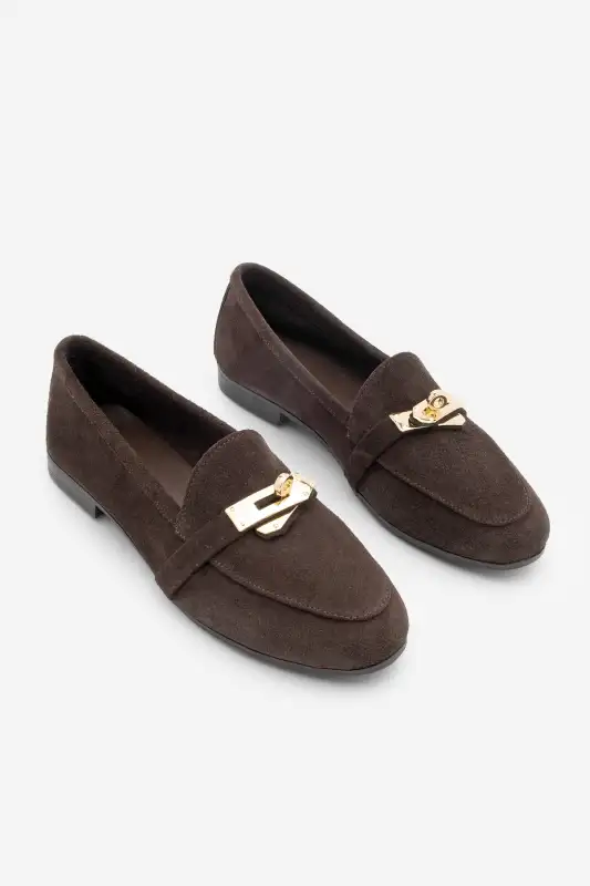 کفش لوفر زنانه روزمره مدل با چرم طبیعی و سگک نادور رنگ قهوهای سوئدی برند Marjin - 8551 کفش لوفر زنانه روزمره مدل با چرم طبیعی و سگک نادور رنگ قهوهای سوئدی برند Marjin - 8551