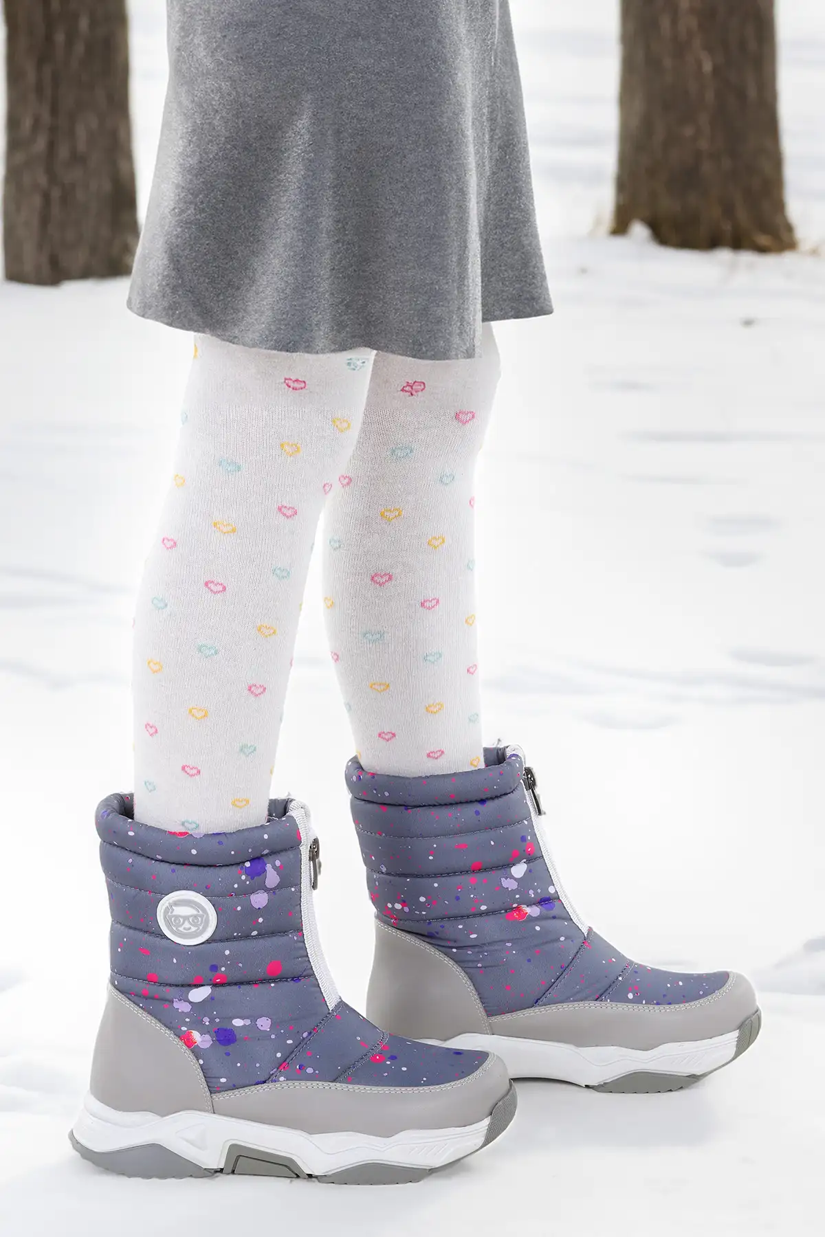 بوت بچگانه برفی دخترانه مارس با زیپ برند Kiko Kids - 8381