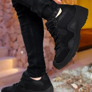 بوت مردانه چکمه trekking لاستیکی دو رنگ سیاه و سفید برند BIG KING - 8458