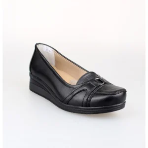 کفش زنانه روزمره و راحت با کفی زنجیری از چرم طبیعی (R) سیستم در رنگ مشکی - مخصوص مادران برند EDİK - 8513