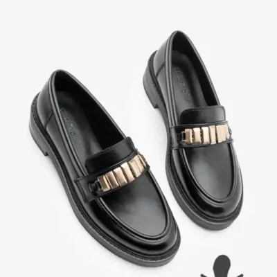 کفش لوفر زنانه روزمره ماکسن با سگک مدل ویلیوم رنگ مشکی برند Marjin - 8573