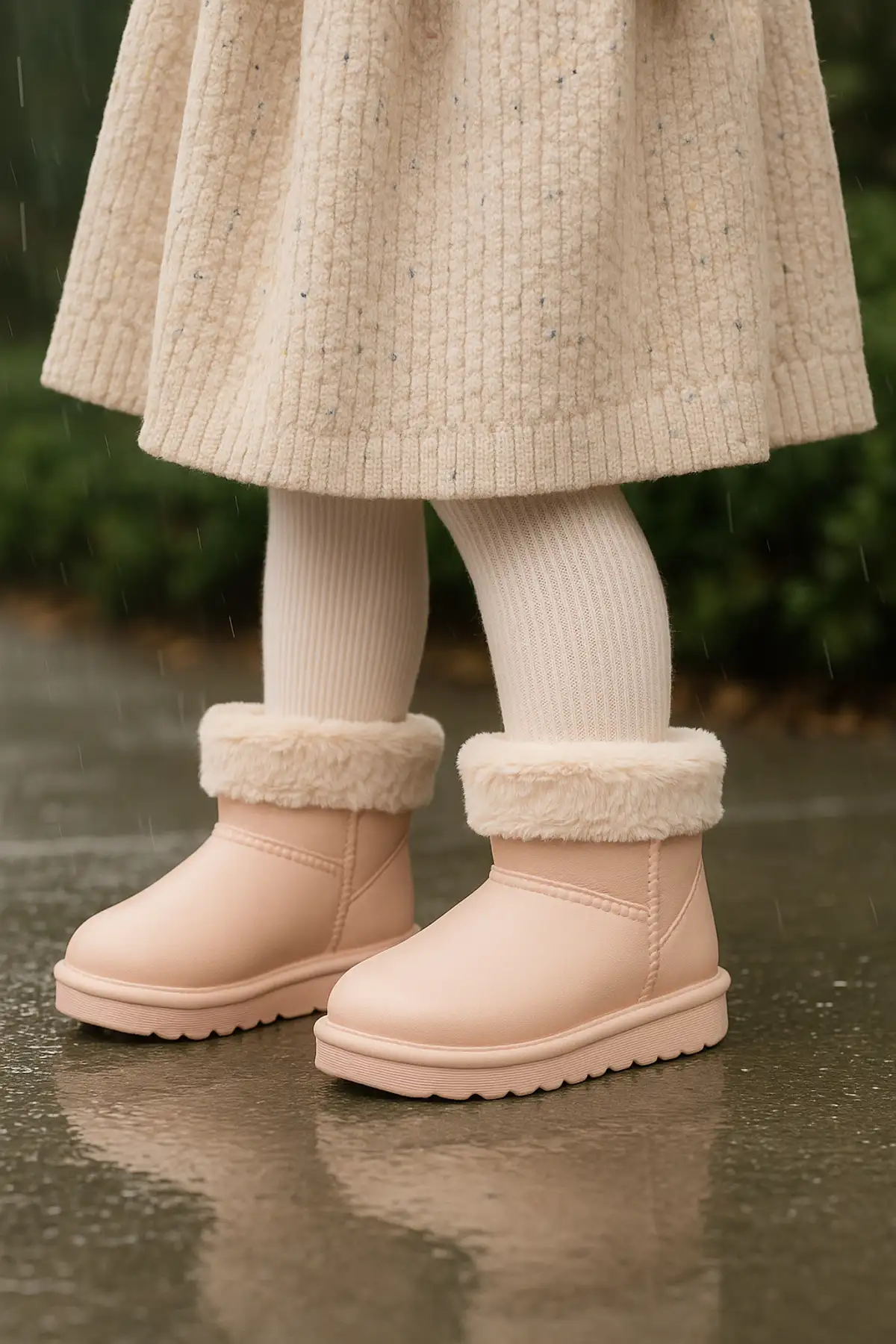 بوت بچگانه چکمه روزمره کودکانه سبک و ارتوپدی با داخل پشمی و ضدآب برند lina step - 8386