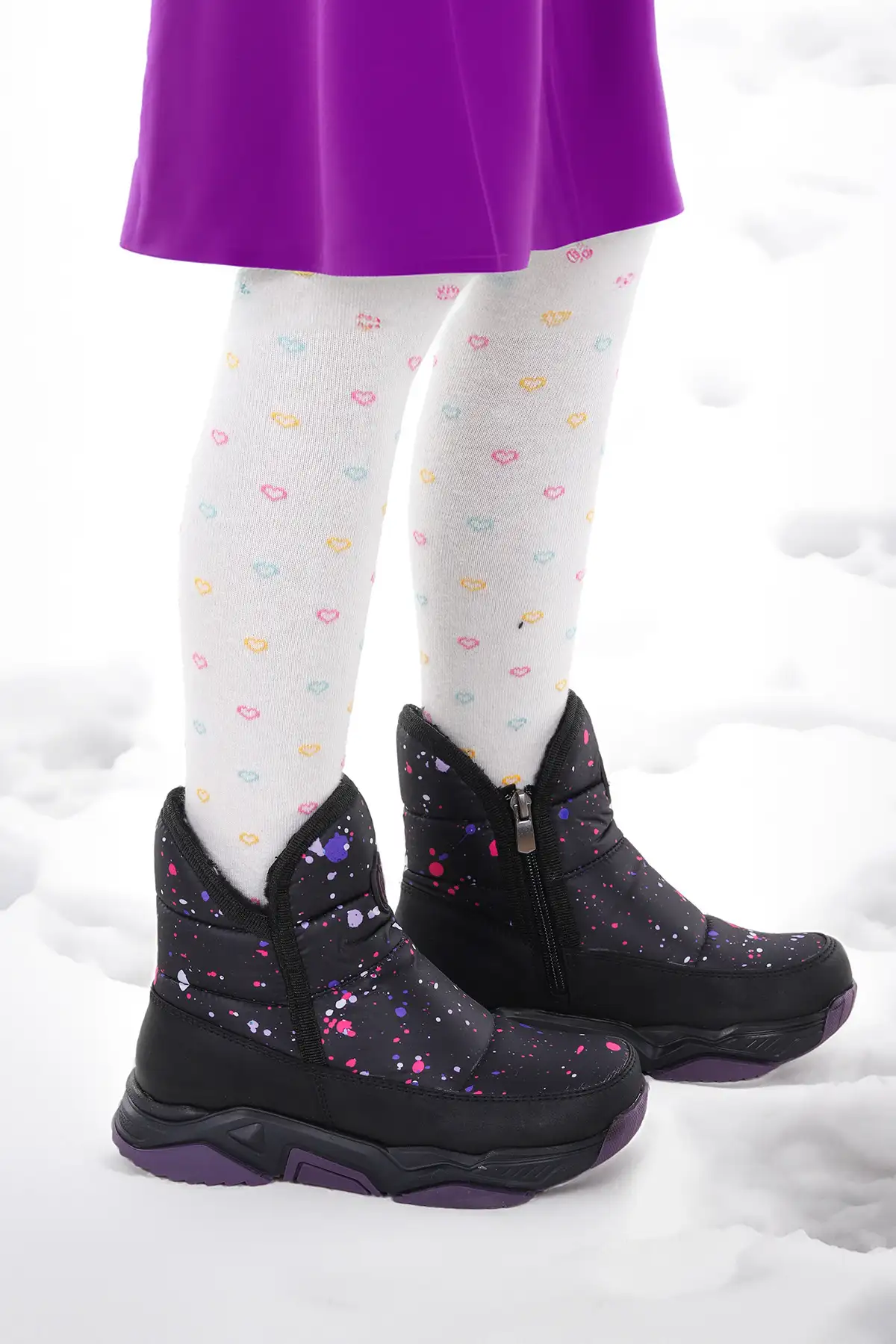 بوت بچگانه چکمه برفی دخترانه دکمه‌دار راکو برند Kiko Kids - 8401