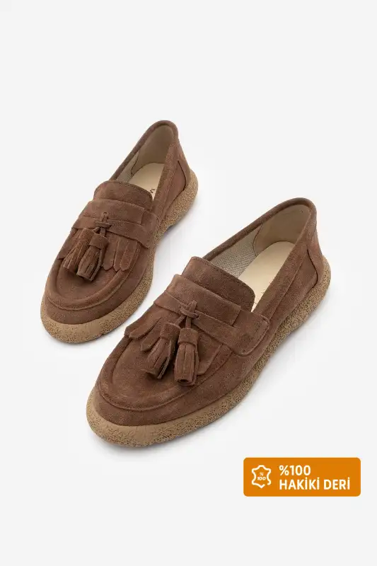 کفش لوفر زنانه روزمره از چرم طبیعی مدل با رنگ قهوهای سوئدی برند Marjin - 8542 کفش لوفر زنانه روزمره از چرم طبیعی مدل با رنگ قهوهای سوئدی برند Marjin - 8542