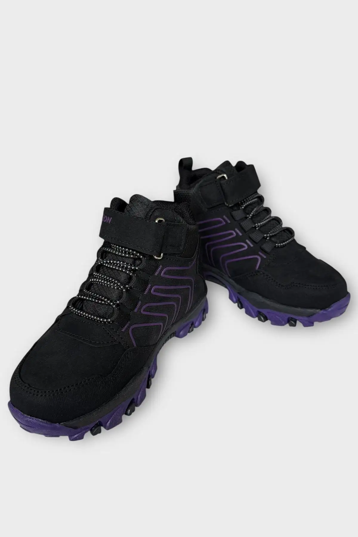 بوت بچگانه کفش با جزئیات بند چسبی ضد آب و ضد سرما - سیاه - بنفش برند Liger - 8387