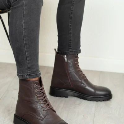 بوت مردانه کج راهی زمستانی ضد آب با لایه نازک لاستیکی D402 از چرم طبیعی برند Daxtors - 8455