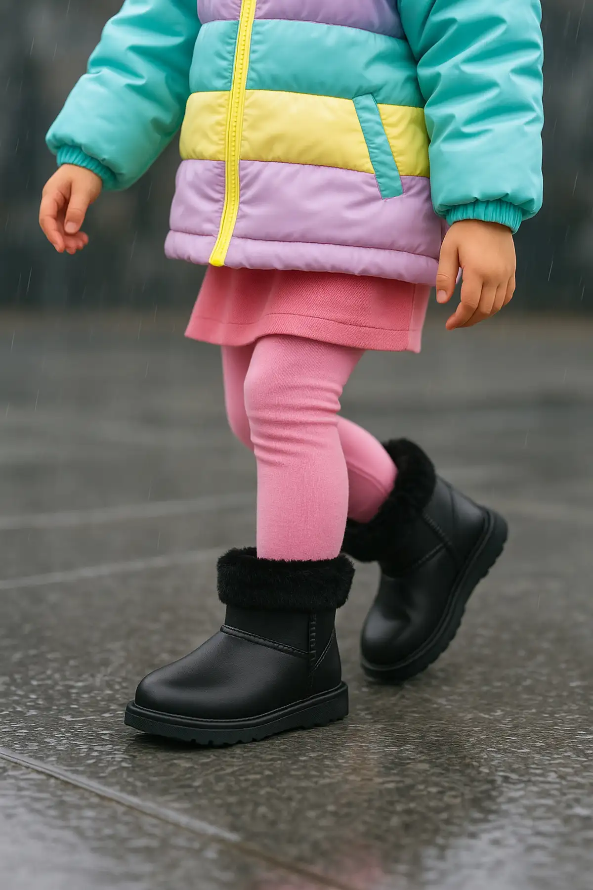 بوت بچگانه چکمه روزمره کودکانه سبک با قابلیت ضد آب و داخلی گرم کننده ارگونومیک برند lina step - 8389
