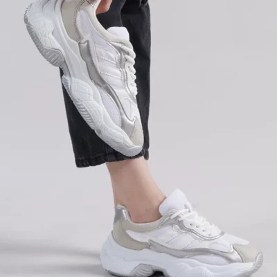 کفش کتانی زنانه ورزشی سفید و خاکستری Tb246 برند Tonny Black - 8448