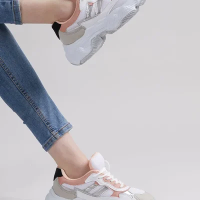 کفش کتانی زنانه ورزشی پودری سفید Tb246 برند Tonny Black - 8447