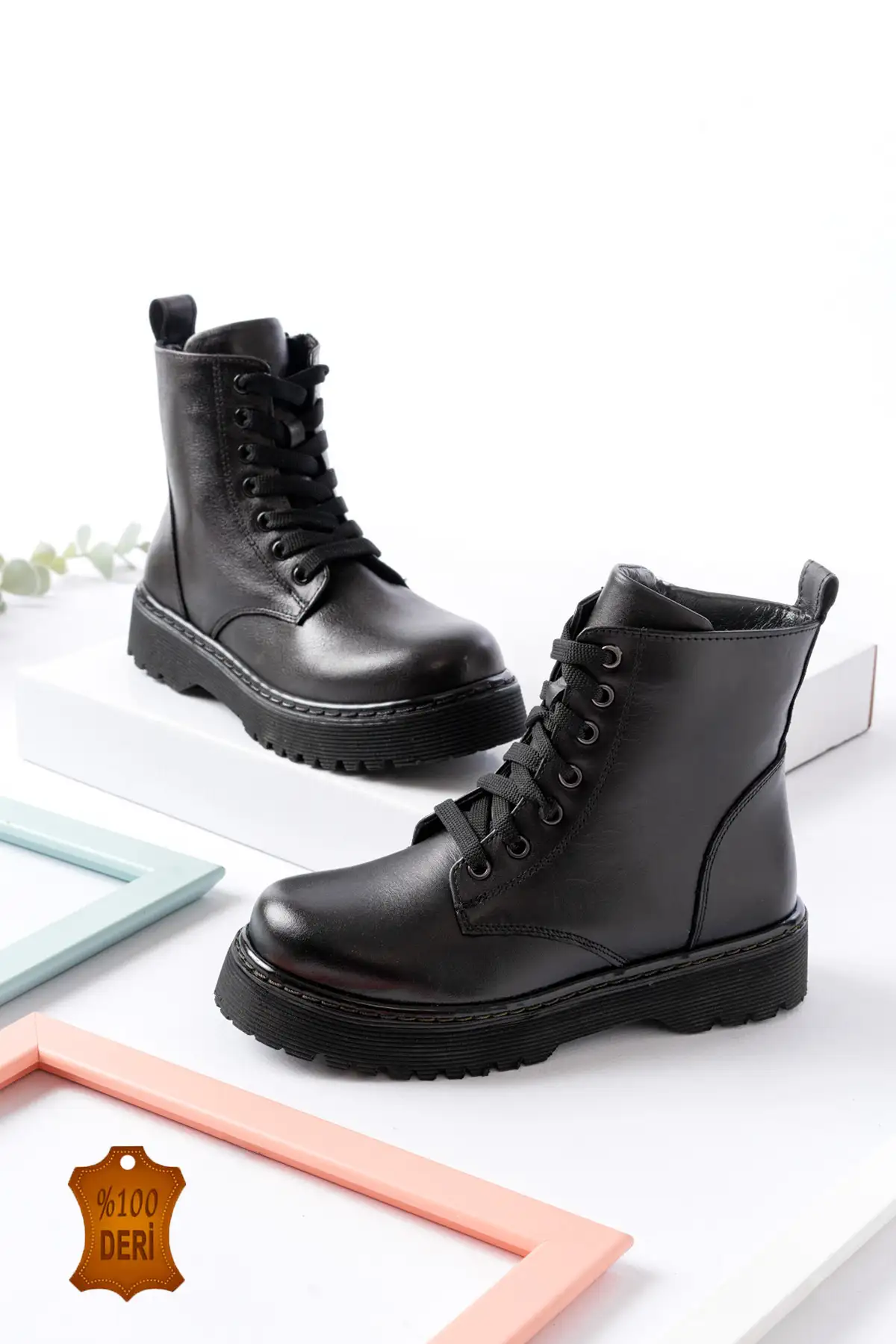 بوت بچگانه روزمره دوخته شده از چرم طبیعی با کفی ارتوپدی، ضد آب و گرم نگه‌دارنده (یونی‌سکس). برند lina step - 8384