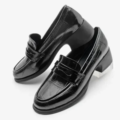 کفش لوفر زنانه روزمره پاشنه‌دار مد نوفیت مشکی برند Marjin - 8555