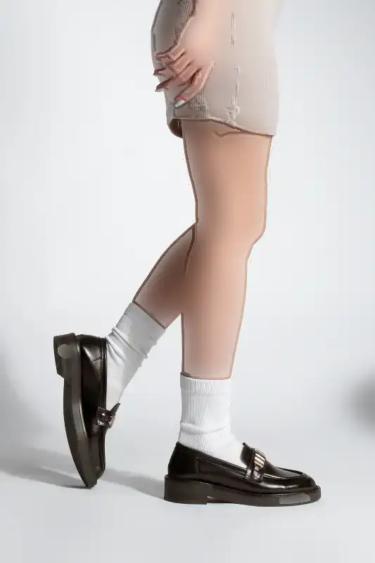 کفش لوفر زنانه روزمره مدل با قفل، رنگ قهوهای ویلیوم برند Marjin - 8564 کفش لوفر زنانه روزمره مدل با قفل، رنگ قهوهای ویلیوم برند Marjin - 8564