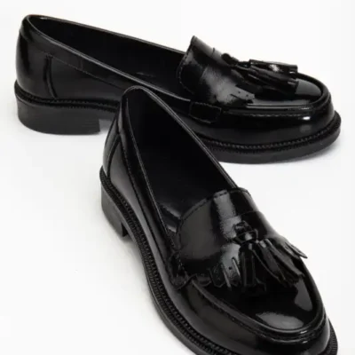 کفش لوفر زنانه روزمره لیپا مشکی چرم مصنوعی برند MARSEDO - 8566