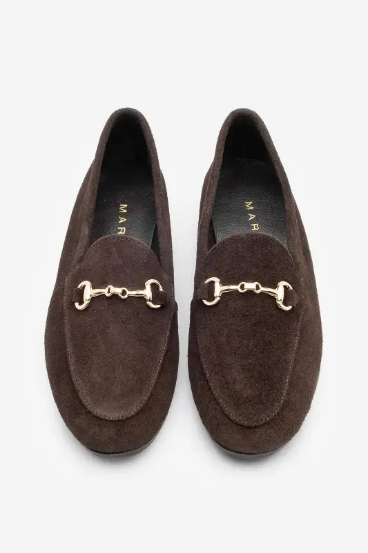 کفش لوفر زنانه روزمره از چرم طبیعی با زنجیر - رنگ قهوهای سوئدی برند Marjin - 8545 کفش لوفر زنانه روزمره از چرم طبیعی با زنجیر - رنگ قهوهای سوئدی برند Marjin - 8545