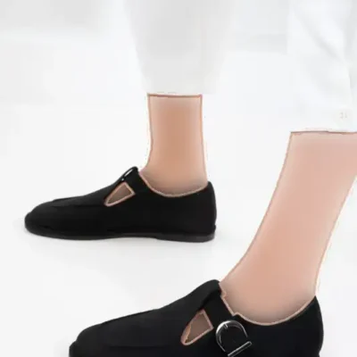 کفش لوفر زنانه loafer چرم سودایی مشکی 20945 برند SOHO - 8578