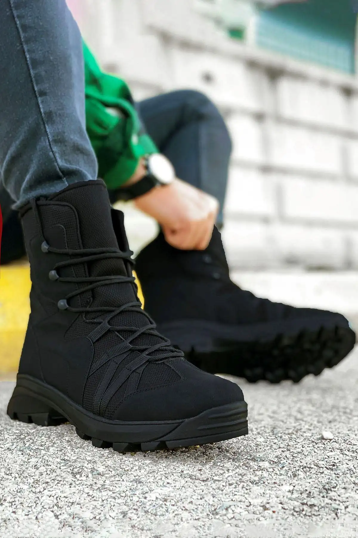 بوت مردانه چکمه تاکتیکی سبک مشکی برند BIG KING - 8457