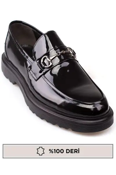 کفش رسمی مردانه کلاسیک بدون بند از چرم طبیعی براق و رنگ مشکی برند maximoda - 8534