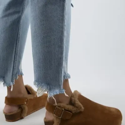 کفش صندل زنانه سندل هالی با چرم طبیعی و کمربند قهوهای تیره برند Manijero - 8588